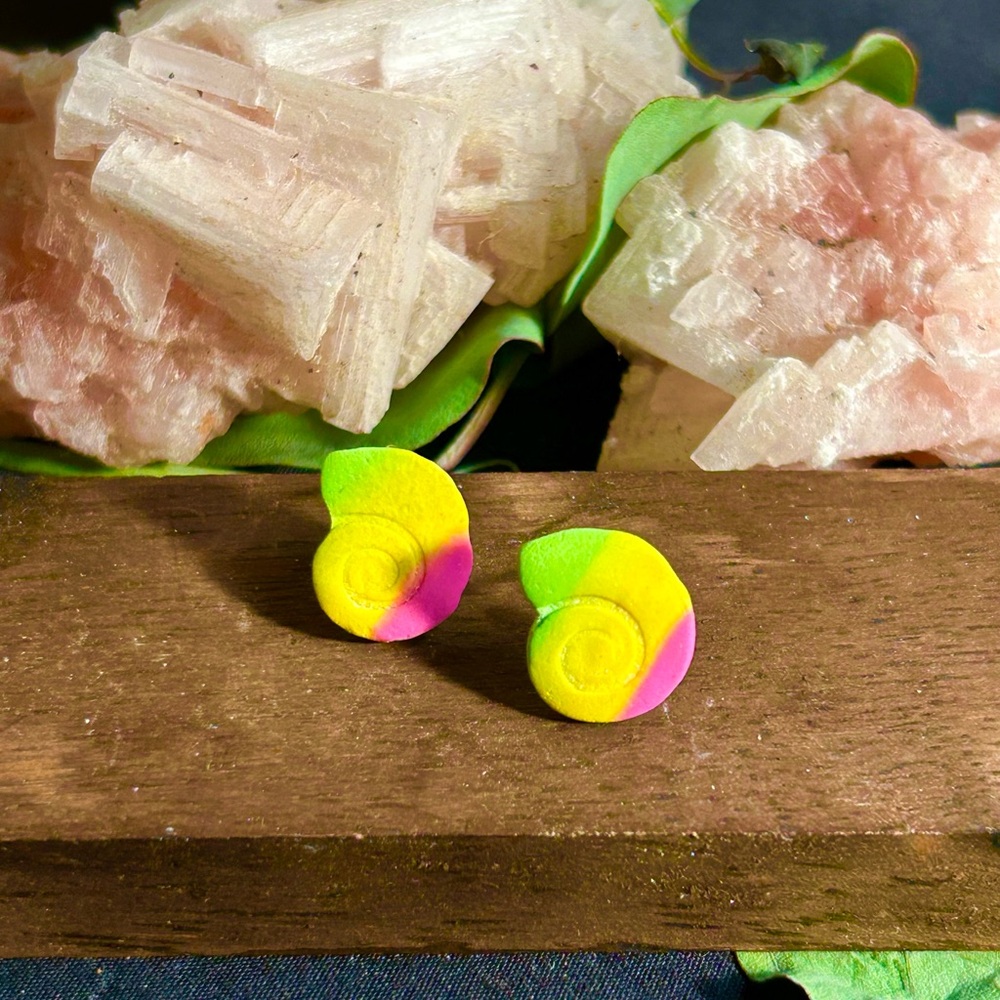 Colorful Snail Shell Clay Stud Earrings
